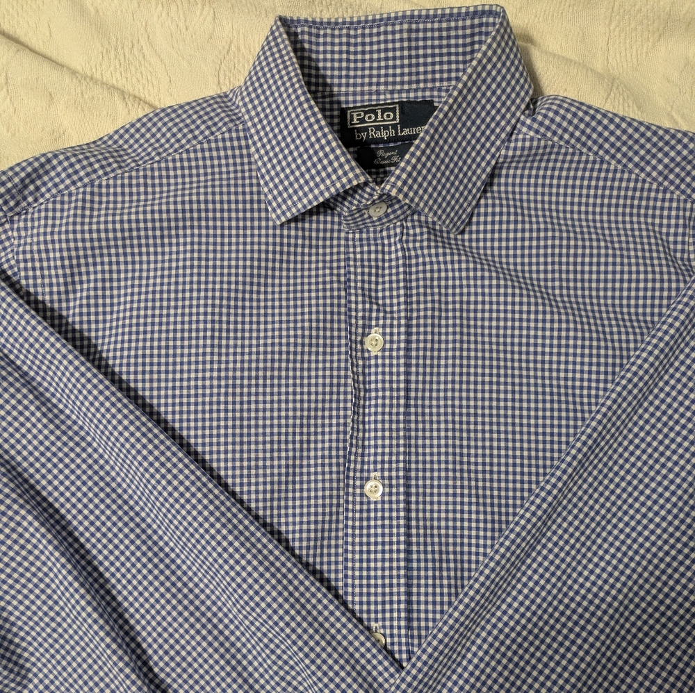 Polo by Ralph Lauren Men's Navy and White Plaid Shirt